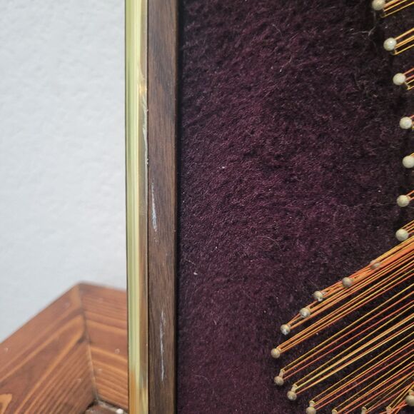 VTG MCM 3D Butterfly String Art 18.5x18.5” Copper Colored Thread Brown Velvet - Picture 14 of 14